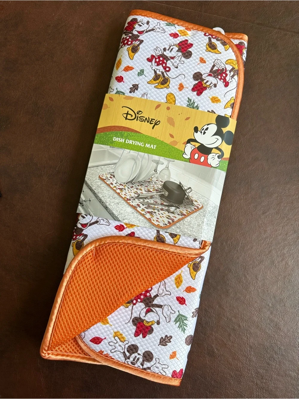 Disney Dish Drying Mat Mickey Mouse And Friends Fall Autumn Leaves